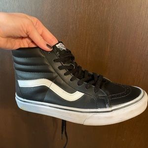 Vans Old Skool Hi Tops Black Leather